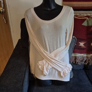 Cream Ruffled Relaxed Blouse